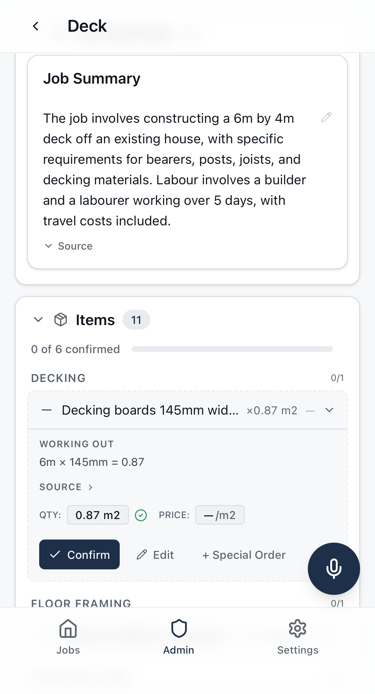 Reviewing working-out calculations for Colorsteel roofing