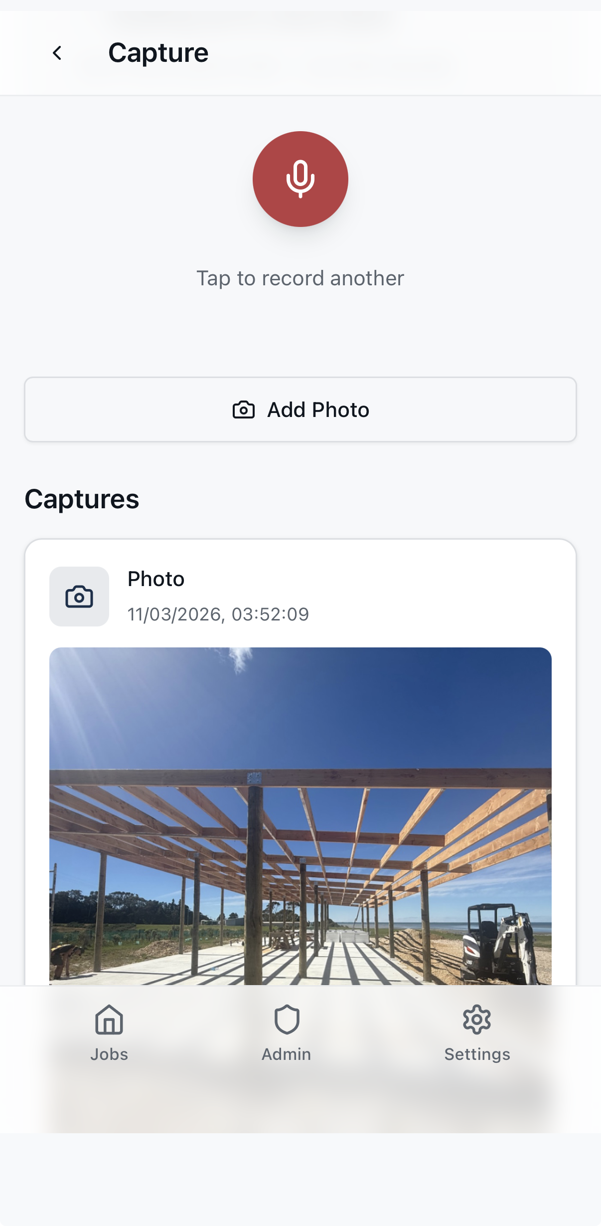 Capturing site photos and notes on phone